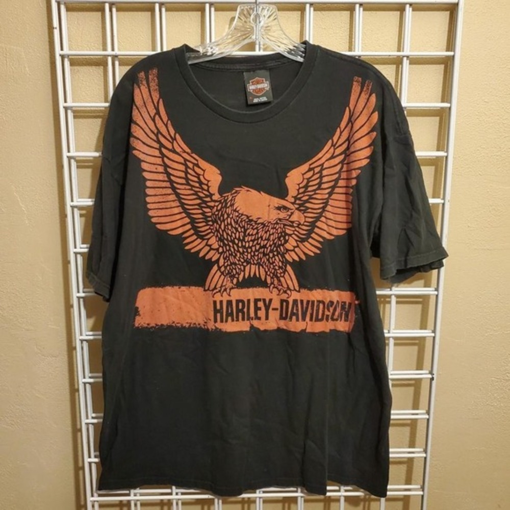 Perfect Faded Black Harley Davidson AOP eagle tee